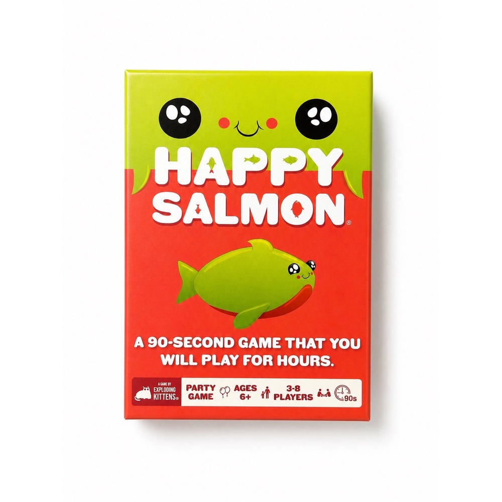 Exploding Kittens Happy Salmon Party Card Game Fast Paced Ages 6+ 3-8 Players